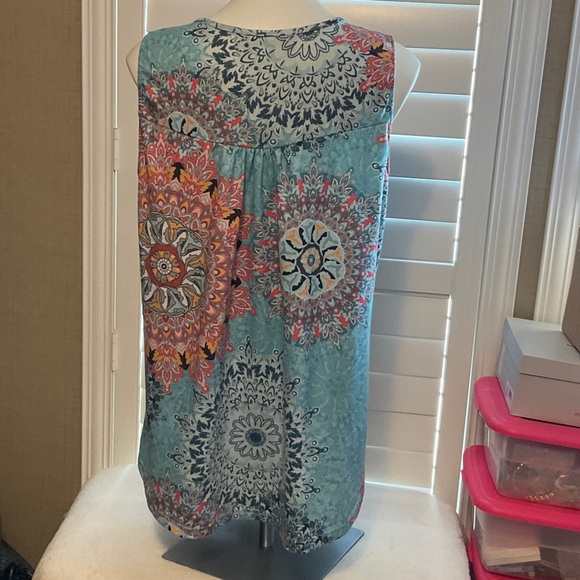 Floral Button-Front Tunic - Blue and Orange - Picture 4 of 8